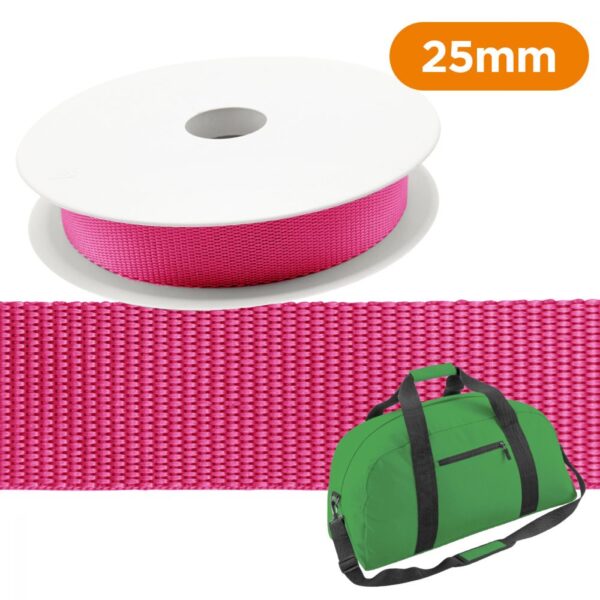 Sangle polypro.  fushia foncé 25 mm