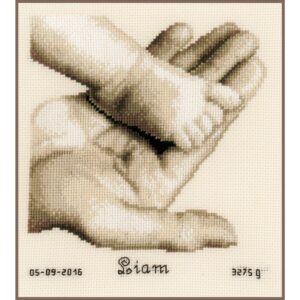 Broderie : Pied de bébé sur main