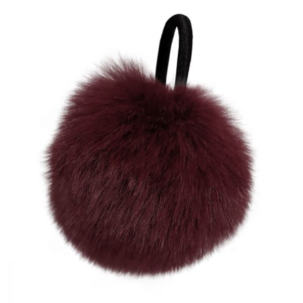 Pompon imitation fourrure avec élastique Bordeaux