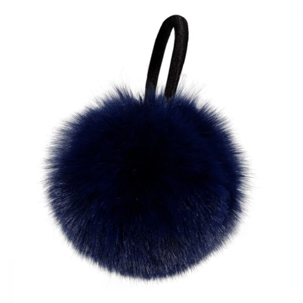 Pompon imitation fourrure avec élastique Bleu-ardoise