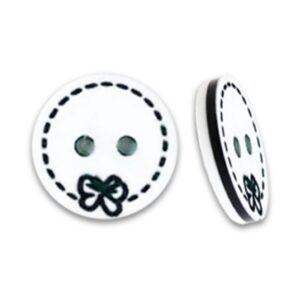 Bouton avec noeux 13 mm Blanc/noir