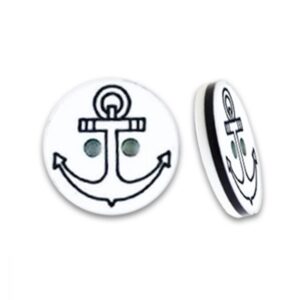 Bouton avec ancre 13mm Blanc/noir