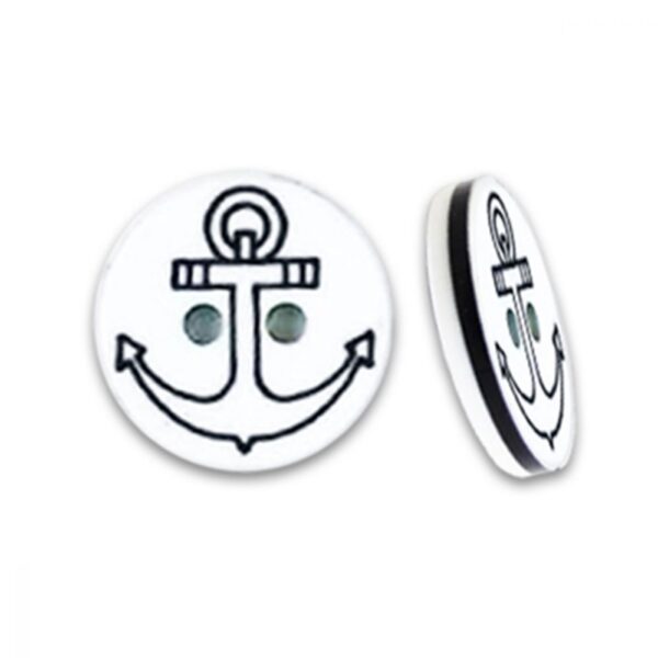 Bouton avec ancre 13mm Blanc/noir