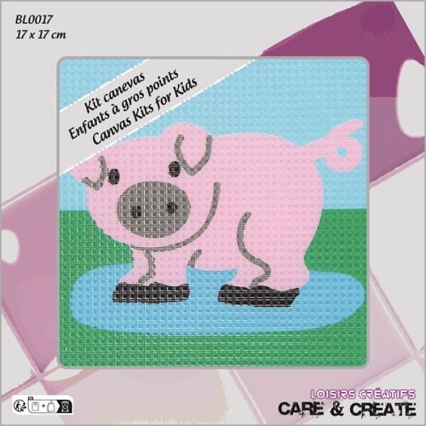 Kit canevas gros points cochon