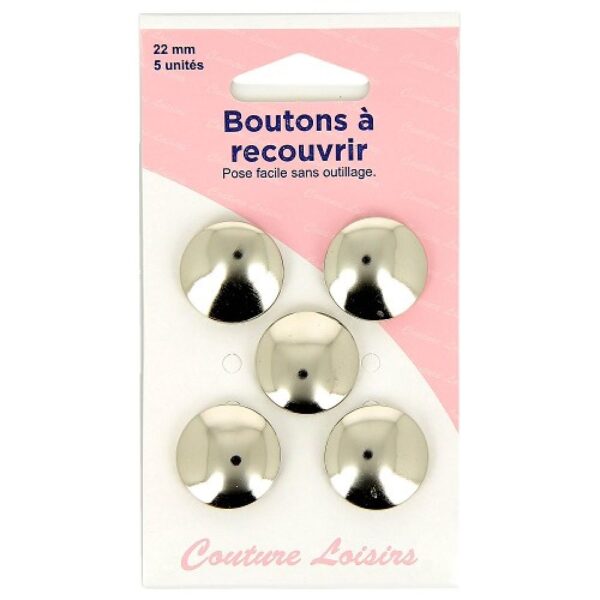 Boutons à recouvrir métal 22 mm