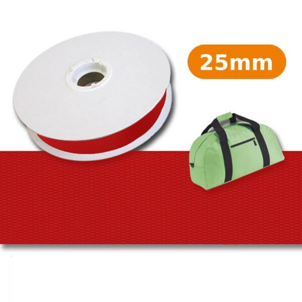 Sangle polypro.  rouge 25 mm