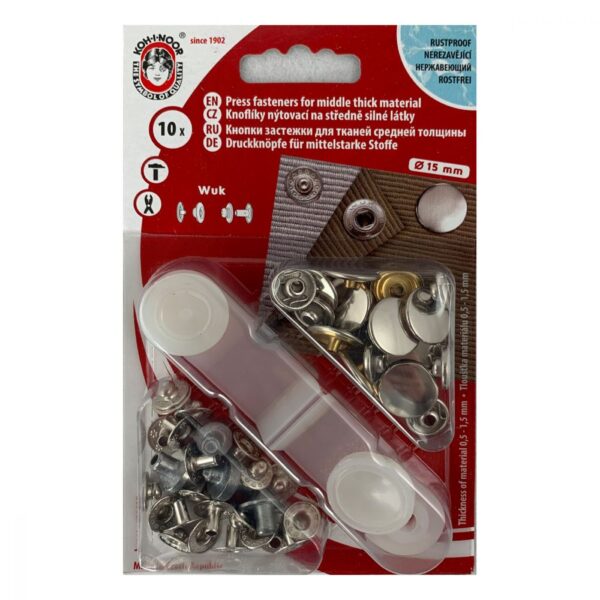 Boutons pression anorak 15 mm